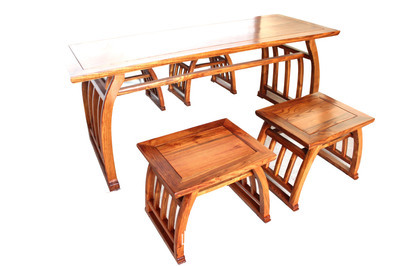 马鞍茶桌5件套 品味中式明清风雅，尽显实木仿古家具韵味